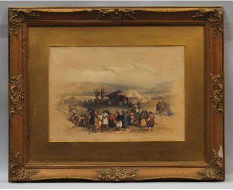 Louis Hague HPRI, British 1806-1885- ''Encampment of Pilgrims Jericho''  after David Roberts RA, Published by F. G. Moon, 20 