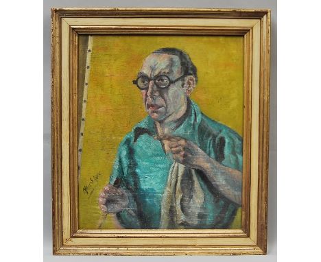 Cyril Joshua Ross OBE ROI, British 1891-1973- "Self-Portrait"; oil on board, signed, 64.3x54.6cm, (may be subject to Droit de