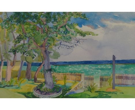 Anne Bruce, British 1927-2006- "On Fort Bay, Jamaica"; watercolour, signed in pencil, 34.7x49cm: together with seven further 