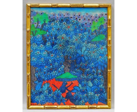 I Nisagu, South East Asian School, mid 20th century- Jungle cats; egg tempra on canvas, signed, 45x35.5cm: together with thre