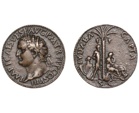 Reproductions of Ancient Coins, Titus, a cast Æ ‘Sestertius’, after Giovanni Cavino (1500-1570), Paduan type of a Judaea Capt