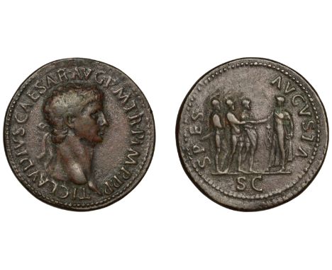 Reproductions of Ancient Coins, Claudius, a cast Æ ‘Sestertius’, after Giovanni Cavino (1500-1570), laureate bust right, rev.