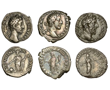 Roman Imperial Coinage, Commodus, Denarii (3), 180-83, laureate head right, rev. Liberalitas standing holding abacus and corn