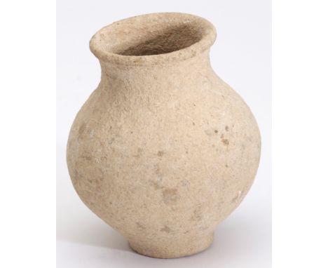 Roman, 1st century BC, small globular beaker, brown ware with a lighter surface deposit, 9.5 x 10.4 cm. Fine and intact  £80-