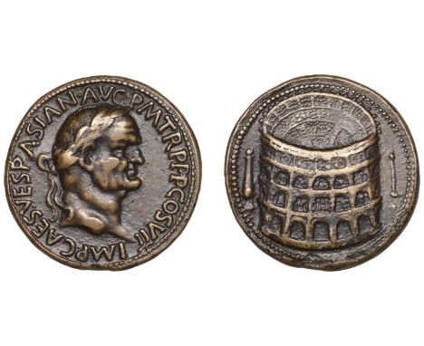 Reproductions of Ancient Coins, Vespasian, a cast Æ ‘Sestertius’, after Giovanni Cavino (1500-1570), Paduan type of Colosseum