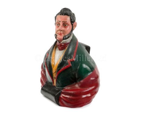 AN AMERICAN MERCHANTMAN PORTRAIT FIGUREHEAD, CIRCA 1840bust length, depicting a typical gentleman owner with lamb chop whiske