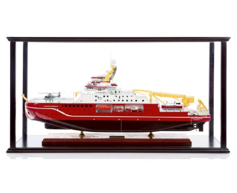 A WELL-PRESENTED 1:48 SCALE BUILDER’S-STYLE MODEL OF THE R.S.S. SIR DAVID ATTENBOROUGH, BUILT BY CAMMELL LAIRD FOR THE UK RES