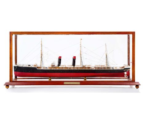 A 1:48 SCALE STATIC DISPLAY MODEL OF THE CUNARD LINE’S S.S. SERVIA [1881]the carved and painted 32in. hull with carved and gi