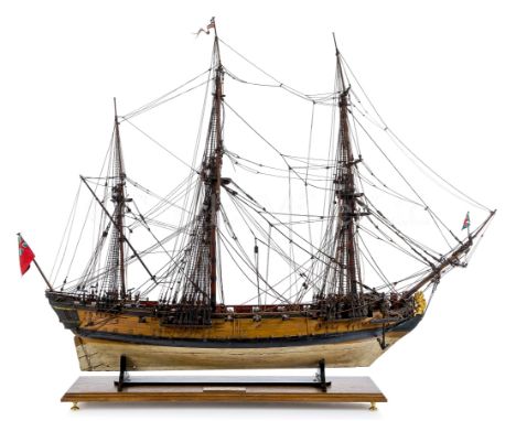 A 1:48 SCALE 24-GUN 6TH-RATE WARSHIP OF THE 1741 ESTABLISHMENT, POSSIBLY BY A DOCKYARD APPRENTICE, CIRCA 1745the 30in. hull c