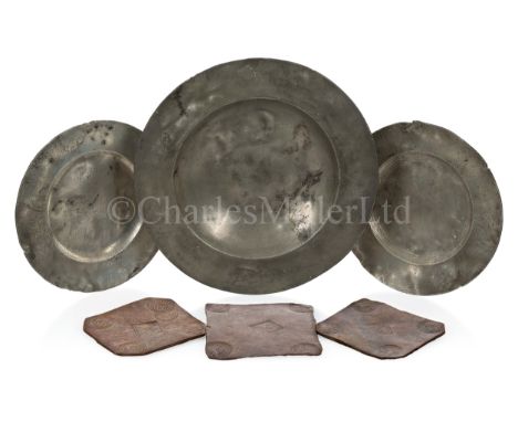 A COLLECTION OF ITEMS RECOVERED FROM THE DANISH EAST INDIA COMPANY SHIP COUNT ERNST SCHIMMELMANNcomprising three pewter plate