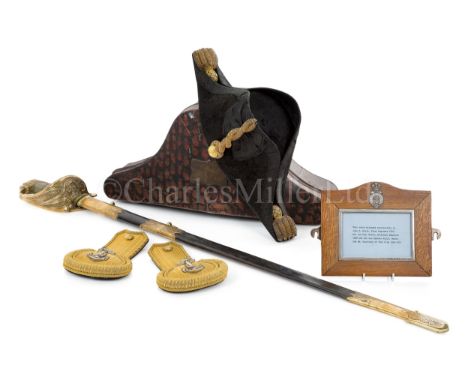 AN 1827 PATTERN NAVAL SWORD FROM AN OFFICER OF R.Y. OSBORNEwith 27in. etched blade, brass hilt with hinged fishskin grip and 