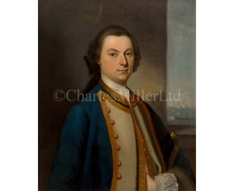 ATTRIBUTED TO GEORGE KNAPTON (BRITISH, 1698-1778)Portrait of a Captain of the Royal Navy Circa 1760Oil on canvas29 x 24in. (7