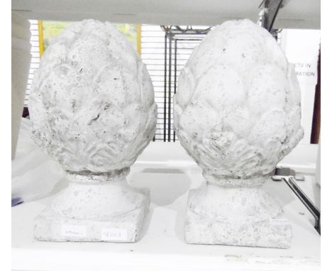 Pair of reconstituted stone artichoke finials for gate post/door step (2) 