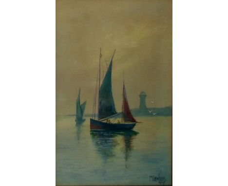 M Lawson (early 20th century school)Watercolour drawings Study of fishing boats and highland scenes (two unsigned) (6) 