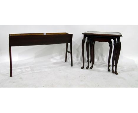 Early 20th century nest of three tables with glass inset tops, on cabriole supports and a plant trough (4) 