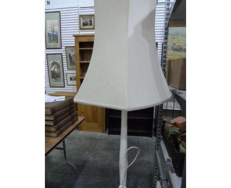 White painted standard lamp with shade 