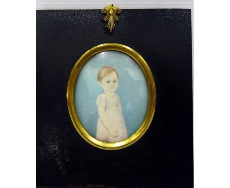 19th century miniature on ivory "Little Edward Yorke", half-length portrait, oval, 6cm x 4.5cm 