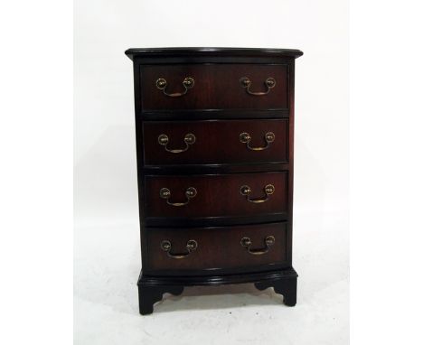 20th century reproduction mahogany chest of four short drawers, on bracket feet, 50cm wide 