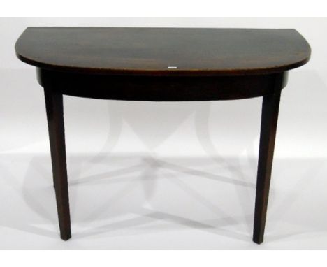 Georgian mahogany D-end side table with plain frieze, on square tapering legs, width 107cm 