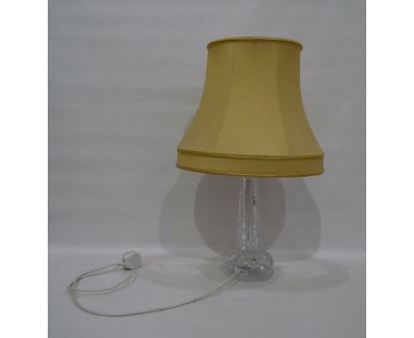 Orrefors glass table lamp, marked to metal mount, with cream shade 