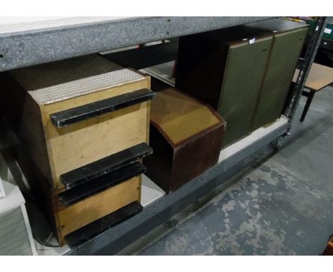 Wharfedale stereo speaker, a pair of matching Wharfedale speakers and another pair of speakers (5) 