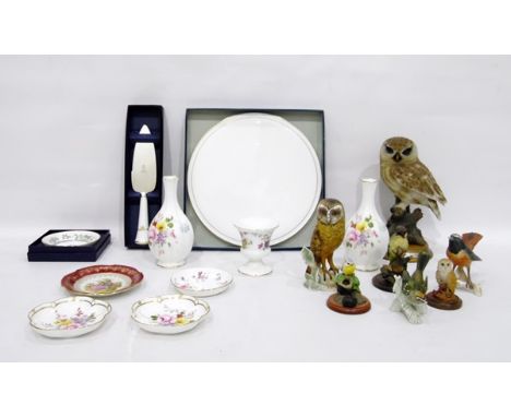 W Goebel model bird, a Goebel model barn owl, other model birds, Staffordshire china, Royal Worcester (boxed), etc 