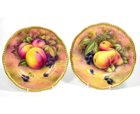 Two Coalport fruit painted plates,painted by A R Rudd