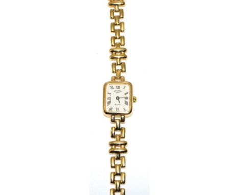 A lady's 9 carat gold Rotary Elite wristwatch, on a 9 carat gold Rotary bracelet strap15.4g