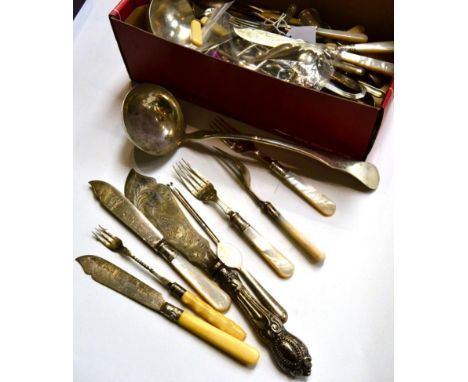 A Scandanavian silver soup ladle, stamped 830; a set of four coffee spoons by David Andersen; a Scottish silver toddy ladle, 