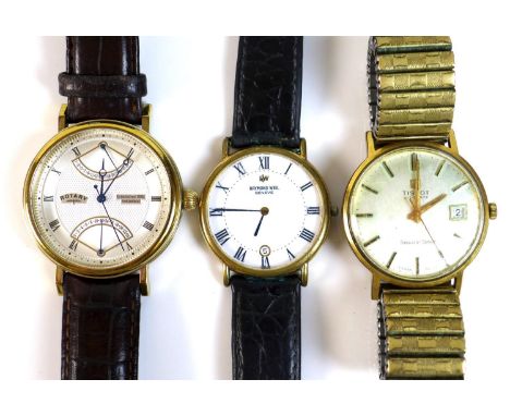 A Rotary Dolphin Standard gentleman's wristwatch, with quartz movement, yellow metal case, 32mm dial, 41mm case including win