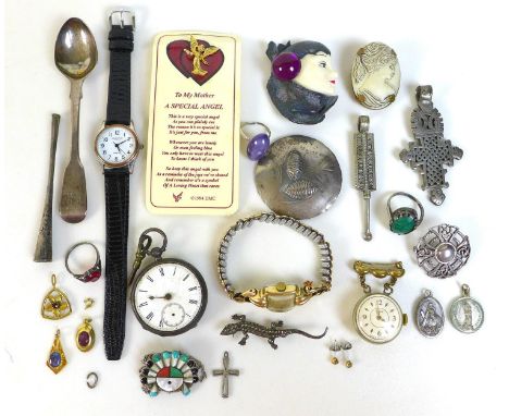 A 19th century silver cased pocket watch, the white enamel dial with Roman numerals and subsidiary second dial, London 1896, 