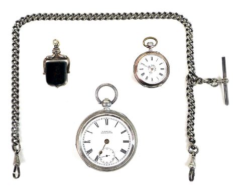 A late Victorian silver cased pocket watch, H. Samuel, Manchester, open faced, key wind, number 23210, case 50.5mm, 108.8g, t