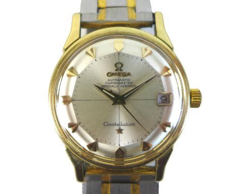 A vintage Omega Constellation Automatic Chronometer stainless steel and gold plated gentleman's wristwatch, circa 1964, ref. 