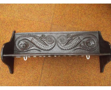 Victorian Oak wall mounted shelf