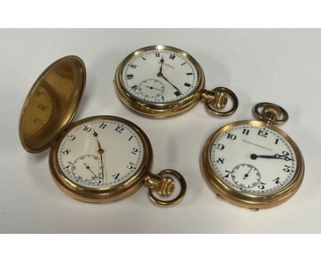 Watches - A Thommen Revue gold filled open face pocket watch, white dial, bold Roman numerals, subsidiary seconds, stem wind 