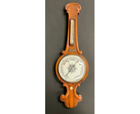 An Edwardian mahogany aneroid wheel barometer, presentation plaque for 1907