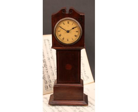 An early 20th century mahogany novelty timepiece, as a George III longcase clock, 8cm dial inscribed with Roman numerals, key