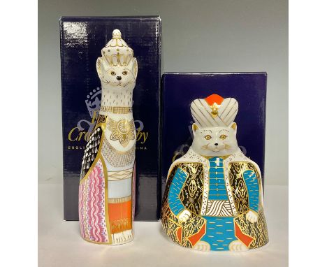 A Royal Crown Derby model, Royal Cats Burmese, printed mark in red, boxed; another, Persian, boxed (2)