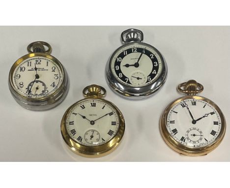 Watches - a Dennison Star gold filled open face pocket watch, white dial, bold Roman numerals, subsidiary seconds, stem wind 