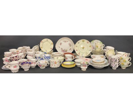 A Royal Doulton tea service for six, decorated with spring flowers, comprising cake plates, side plates, cream jug, sugar bow