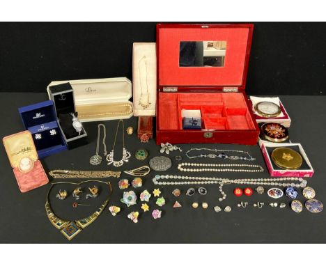 Costume Jewellery - a single strand of Lotus simulated pearls, boxed; a pair of Swarovski crystal earrings, boxed; a Stratton