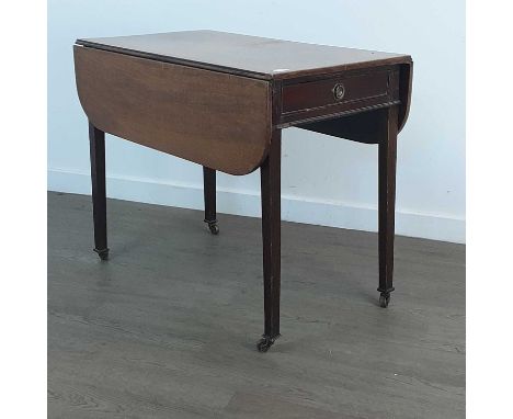 MAHOGANY PEMBROKE TABLE ALONG WITH A STANDARD LAMP the pembroke table on castorspembroke table: 95cm wideQty: 2