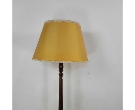MAHOGANY STANDARD LAMP AND TWO SIDE CHAIRS the two chairs with inlaid decoration and tapered supports