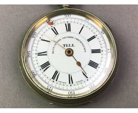 TELL 'BEST CENTRE SECONDS CHRONOGRAPH' POCKET WATCH AND OTHER TIME PIECES along with another pocket watch and a wrist watchQt