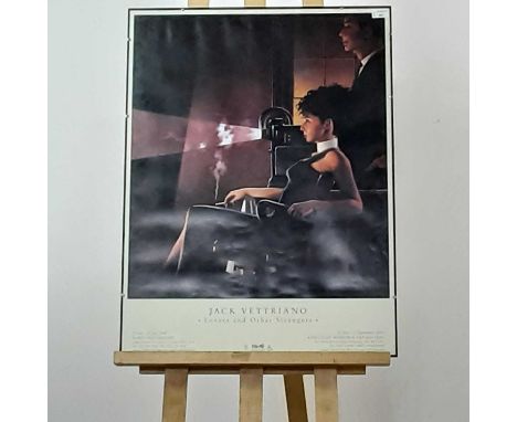JACK VETTRIANO EXHIBITION POSTER from the artist's first solo exhibition 'Lovers and Other Strangers' in 2000, mounted behind