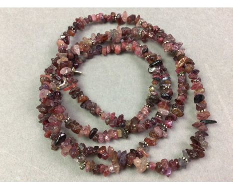 COLLECTION OF BEADED JEWELLERY comprising necklaces, along with pearl stud earrings and bracelets