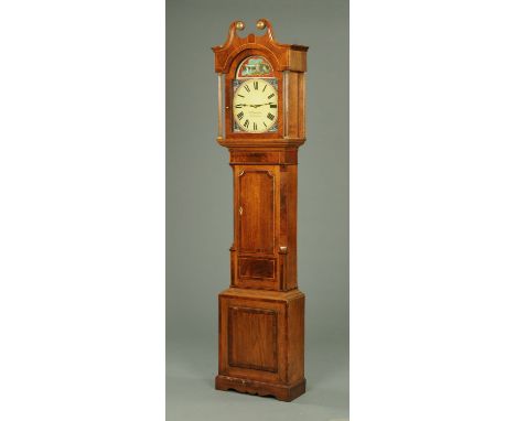 A 19th century longcase clock by W. Davison Kettering, with thirty hour movement, the case with swans neck pediment, short tr