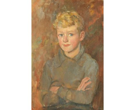 Patrick Lambert Larking (British 1907-1981), oil on canvas, half length portrait of a young boy.  61 cm x 40.5 cm, signed and