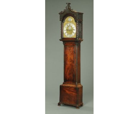 A George III mahogany longcase clock by James Kirkland of Glasgow, with brass dial, two-train striking movement, subsidiary s