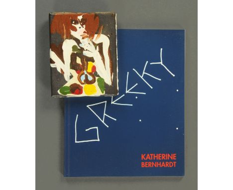Katherine Bernhardt (American, b.1975) three quarter length abstract portrait of a female, signed verso on the stretcher Bern